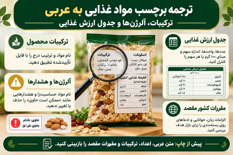 ترجمه برچسب مواد غذایی به عربی